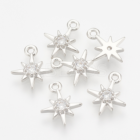 Brass Cubic Zirconia Charms X-ZIRC-Q002-143P-1