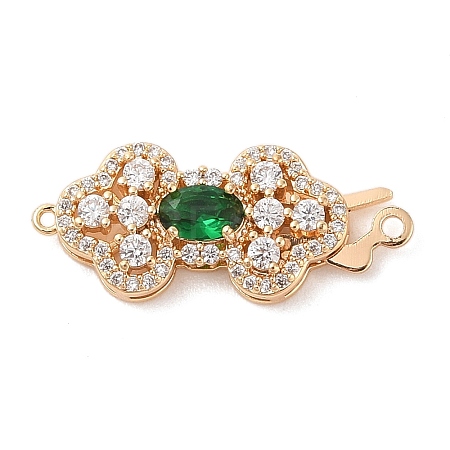Brass Micro Pave Clear Cubic Zirconia Glass Hook and S-Hook Clasps KK-S388-24G-1