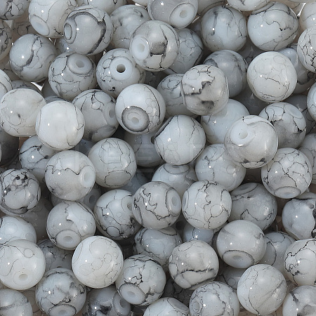 3Strands Baking Paint Glass Round Bead Strands DGLA-LT0001-02B-1