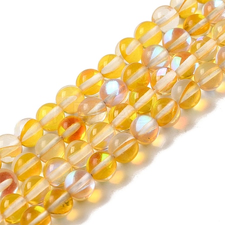 Synthetic Moonstone Beads Strands G-P528-J01-11-1