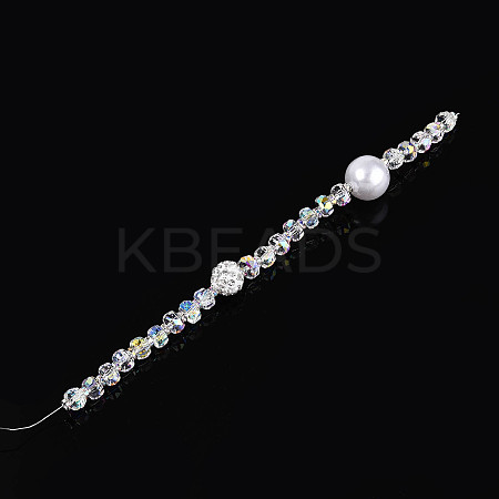 Acrylic & Glass & ABS Plastic Pearl & Alloy & Polymer Clay Pave Rhinestone Beads Strands MAK-T011-08B-1