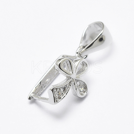 Anti-Tarnish Rhodium Plated 925 Sterling Silver Micro Pave Cubic Zirconia Pendant Bails X-STER-P034-57P-1