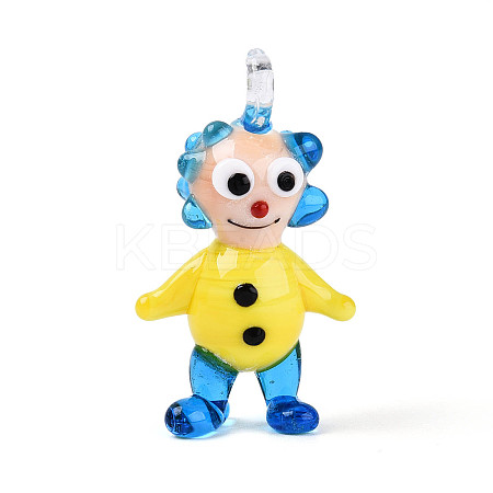Handmade Lampwork Clown Figurine Pendants LAMP-T025-09D-1