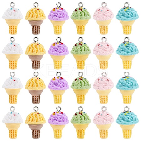 24Pcs 6 Colors Opaque Resin Imitation Food Pendants RESI-SC0002-85-1
