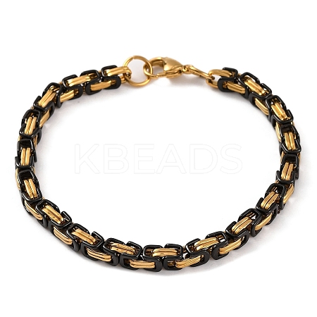 201 Stainless Steel Byzantine Chain Bracelets BJEW-B078-62G-1