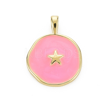 Brass Enamel Pendants KK-Q283-057D-NR-1