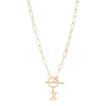 304 Stainless Steel Letter Pendant Necklaces NJEW-LP0001-52X-G-1