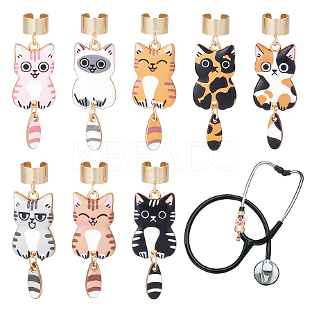 8Pcs Alloy Enamel Stethoscope Pendant Decorations HJEW-OC00201-1