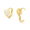 Enamel Heart Hoop Earrings with Clear Cubic Zirconia EJEW-E270-03G-3
