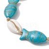 Natural Mixed Cowrie Shell with Synthetic Turquoise Beaded Anklets AJEW-AN00596-01-3