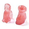 Cherry Quartz Glass Carved Dog Figurines DJEW-L023-A05-1