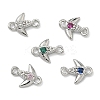 Brass Pave Cubic Zirconia Fish Connector Charms KK-G548-17P-1
