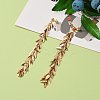 Brass Leaf Tassel Earrings EJEW-JE04409-02-3