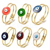 Rack Plating Brass Enamel Evil Eye Hollow Bangles for Women BJEW-H607-01G-1