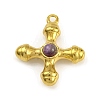 Natural Amethyst & 304 Stainless Steel Cross Pendants LS-STAS-H221-01G-07-1
