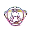 Ion Plating(IP) 304 Stainless Steel Holllow Human Adjustable Ring for Women RJEW-M149-16RC-1