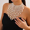 Woven Round Imitation Pearl Multilayer Bib Necklaces for Women FS-WGEC5FA-01-2