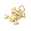 Brass Micro Pave Cubic Zirconia Charms KK-I383-08G-03-2