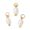 Natural Cultured Freshwater Pearl Potato Charms with Brass Jump Rings PALLOY-JF04176-01-1