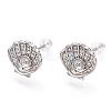 Rhodium Plated 925 Sterling Silver Micro Pave Cubic Zirconia Stud Earring Findings STER-T004-40P-2