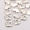 Wedding Theme Antique Silver Tone Tibetan Style Alloy Heart with Father of the Bride Rhinestone Charms LS-TIBEP-N005-19D-2
