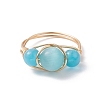 Cat Eye Beaded Finger Ring RJEW-JR00560-01-6