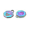 Rainbow Color 201 Stainless Steel Pendant Rhinestone Settings STAS-S119-024-3