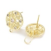 Hollow Flower Brass Micro Pave Cubic Zirconia Stud Earrings Finding KK-E083-09G-2
