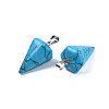 Cone/Spike/Pendulum Dyed Synthetical Blue Turquoise Stone Pendants G-R278-77-2