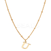 1Pc Brass Chain & 304 Stainless Steel Letter Pendant Necklaces NJEW-LP0001-35U-G-1
