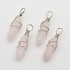 Faceted Bullet Platinum Plated Brass Gemstone Double Terminated Pointed Pendants LS-G-J265-04-1