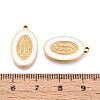 Religion 304 Stainless Steel & Enamel Oval Pendants STAS-T073-14G-3