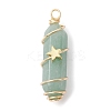 3Pcs 3 Styles Natural Green Aventurine Copper Wire Wrapped Pointed Pendants PALLOY-JF02460-04-2