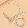 Horse Eye Alloy Crystal Rhinestone & Plastic Pearl Chain Necklaces & Stud Earrings & Bracelets Sets  FS-WG3003B-01-4