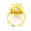 Oval Cubic Zirconia & Glass Open Cuff Ring RJEW-U003-21-4