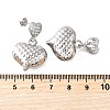 Textured Heart Brass Micro Pave Clear Cubic Zirconia Dangle Stud Earrings EJEW-Z099-02P-01-5