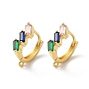 Rack Plating Brass Micro Pave Colorful Cubic Zirconia Hoop Earrings Finding KK-E084-62G-1