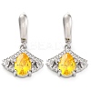 Brass Pave Cubic Zirconia Ginkgo Leaf Hoop Earrings for Women EJEW-I304-30P-2