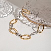 304 Stainless Steel Oval Link Bracelets for Men Women BJEW-Z108-03GP-1