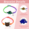 4Pcs 4 Style Cat & Dinosaur Alloy Link Bracelets Set with Rubber BJEW-FI0001-55-4