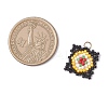 Handmade Glass Seed Beaded  Window Lattice Pattern Shape Pendants PALLOY-MZ00929-04-2
