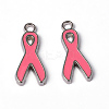October Breast Cancer Pink Awareness Ribbon Alloy Enamel Pendants LS-EA546Y-2-1