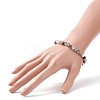 Natural Agate Round Beaded Stretch Bracelet BJEW-JB08614-03-3
