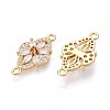 Brass Pave Clear and Orange Red Cubic Zirconia Connector Charms KK-N284-03G-2