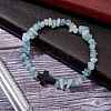 Natural Aquamarine Chips Stretch Bracelets for Women Men BJEW-JB11341-05-1
