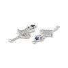 Brass Micro Pave Clear Cubic Zirconia Connector Charms KK-E068-VB036-3