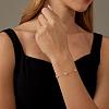 Simple and Elegant 304 Stainless Steel & Natural Freshwater Pearl Link Chain Bracelets & Necklaces Set for Women FO7311-1-2