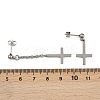 Christian Upside Down Cross 201 Stainless Steel Dangle Stud Earrings LS-EJEW-P314-01C-P-5