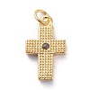 Cubic Zirconia Tiny Cross Charms KK-G363-03G-04-2