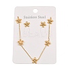 Flower 304 Stainless Steel Rhinestone Necklaces & Stud Earrings Sets for Women SJEW-K003-02G-4